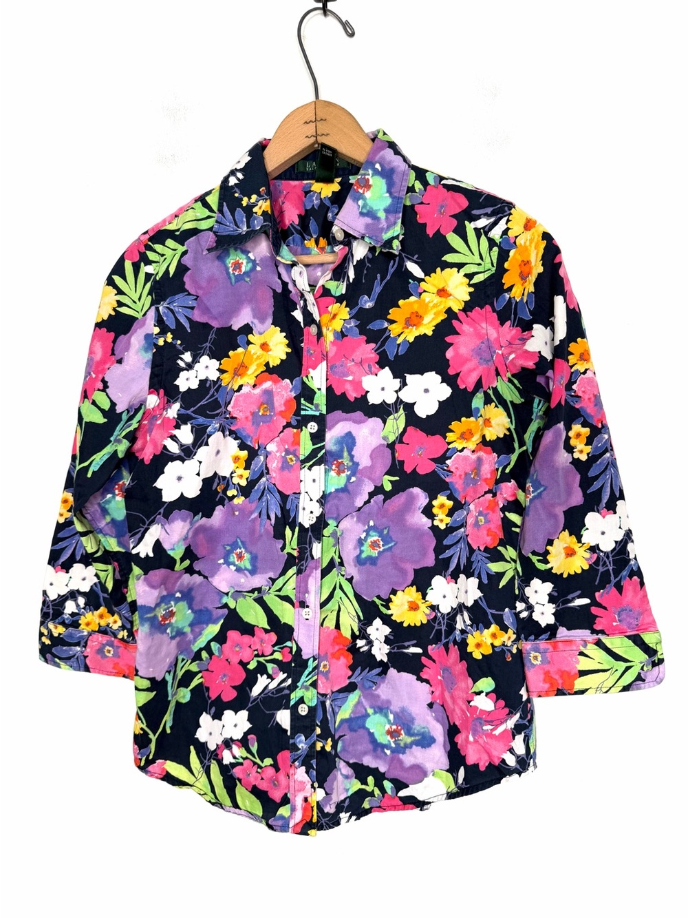 Lauren Ralph Lauren Floral Button Down Shirt Fitted Size Medium